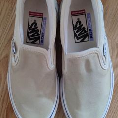 Vans Skate Slip-On (Off-White / Cream) - Size UK 3.5 / EU 36 - Like New Teen / Boys