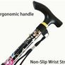Folding Walking Stick, Black Floral Image 3