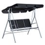 Metal Garden Swing Chair, 3-Seater Swing Seat, Patio Hammock Bench Canopy Lounger, Black Image 8
