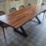 Solid wood dining table - 250cm x 90cm - steel X-frame legs Image 3