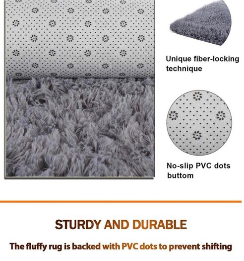 Soft Touch Area Rug Bedroom Anti-Skid Yoga Carpet Shaggy Rugs Fluffy Motley Tie-dye Carpets Light Grey 60 x 120 cm MULTIPLE COLOURS, SIZES AVAILABLE (FREE POSTAGE)