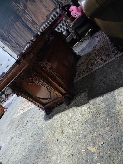 Thomas Chippendale Lions Head Carved Twin Pedestal Partner Desk+ chair+ table