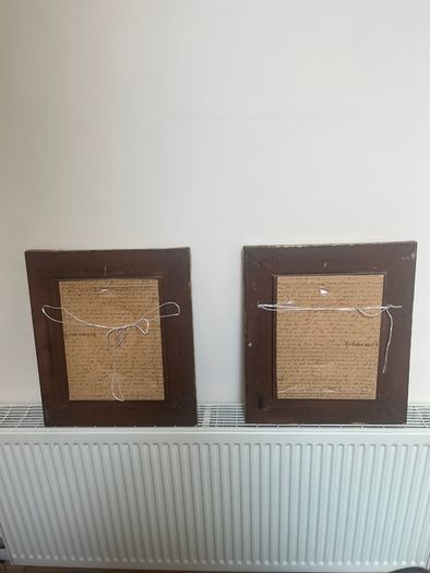 Pair of Vintage Style Framed Prints - Ornate Black & Gold Frames