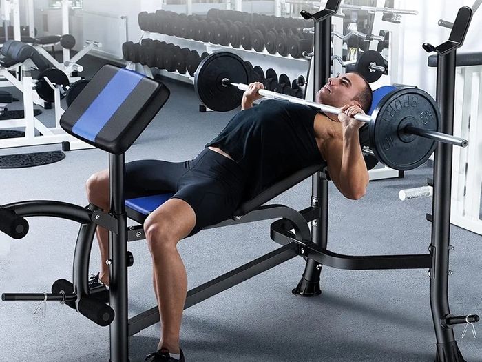 Adjustable Weight Bench with Leg Extension and Preacher Curl Home Training Gym Weight Lifting Bench Full-Body Workout Bench Bench Press