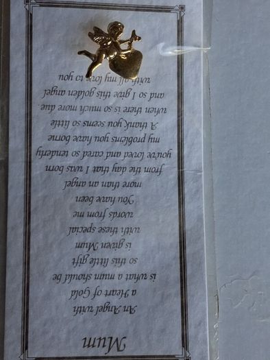 Mum - Cubid Heart of Gold Pin Brooch