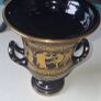 Vintage Greek Handmade Cobalt Blue 24k Hold Trim Vase Image 3