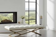 Metal-Framed Bench 140x40cm Gold Frame / Eco Leather