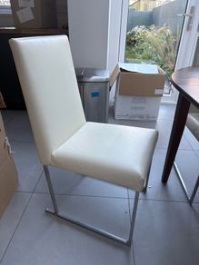 4 cream leather dining chairs