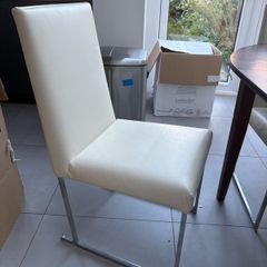 4 cream leather dining chairs