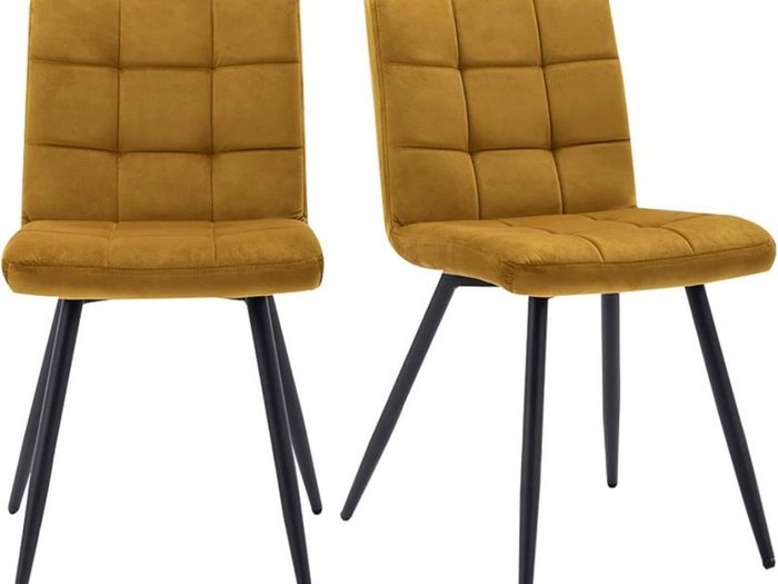 Set Of 2 x Cubana Velvet Upholstered Kitchen Dining Chair with Strong Black Metal Legs Living Room Bedroom Chair (FREE POSTAGE)