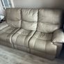 3 + 1 seater taupe grey leather sofa. Image 7