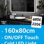 LED Bathroom Mirror Makeup Cosmetic Bright Light Touch Switch 160x80cm Cold Light Image 2