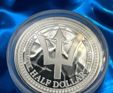 1oz Fine 9999 Silver Bullion Trident 2024.