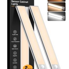 Cabinet Kitchen Lights Rechargeable-3 Color Temps&5 Level Brightness, Super Bright, 4 Modes, Motion Sensor, Long Lasting-Easy Installation Strong Magnetic Under Closet Light-26CM/2 Pack