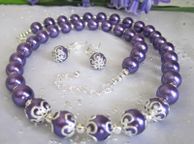 main image for ad Beaded Deep Purple and Silver Matching Set Necklace and Earrings
