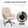 Tufted Linen Office Chair with Adjustable Height, Arm Rest & 360 Swivel Beige Image 6