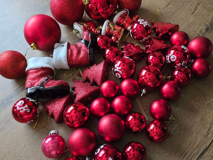 43 Red Christmas baubles
