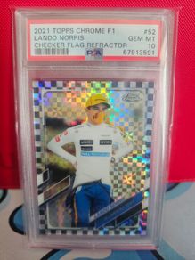 2021 Topps Chrome F1 Lando Norris Checker Flag Reflector Psa 10