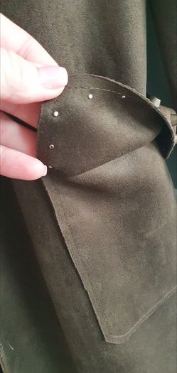 MADISON khaki midi length coat with stud detail open front with tie Sz L (12-16 UK) - Rrp 289 (New)