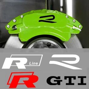 4Pcs Car Caliper Sticker Tire Brake Cover Body Decals for Volkswagen VW Rline GTI Golf 6 7 Polo Passat Bora Jetta Tiguan Touareg