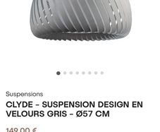Clyde grey velvet lampshade 57x25cm
