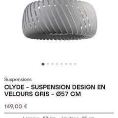 Clyde grey velvet lampshade 57x25cm