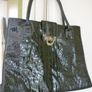 Gallantry Brand Black Patent Croc Pattern bag . IMMACULATE. Handbag Double Strap bag. Purchased In Toulouse Image 9