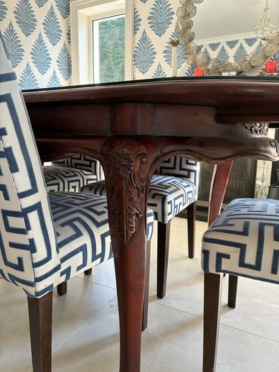 Mahogany dining table and six chairs