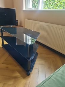 TV Stand black glass chrome
