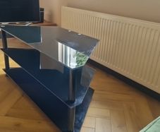 TV Stand black glass chrome
