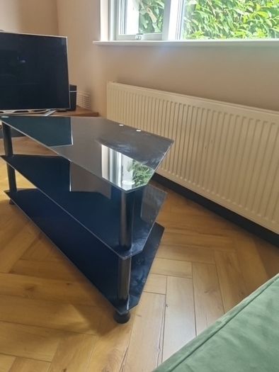 TV Stand black glass chrome