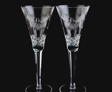 Two Waterford Crystal Peace Champagne Flutes