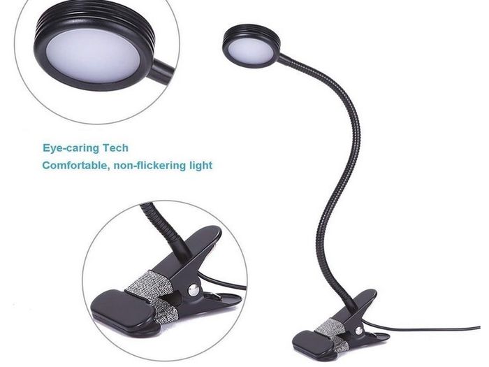 EYOCEAN Clip on Light Reading Lights, Desk Lamps, Eye Protection Kids Desk Lamp with Strong Clamp, Flexible Night Light 3 Modes 9 Dimming Levels