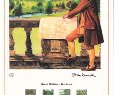 1983 Great Britain Limited Edition Lithographed Print measuring 333mm X 257mm showing Gardens Commemorative stamps with First Day of Issue Cancel