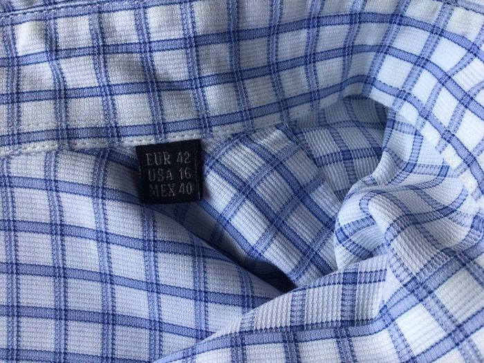 Zara Man blue & White small check cotton shirt M 42 inch Chest postage included
