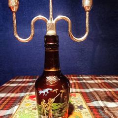 Vintage Miniature Game Bird Shooting Scene Bottle Candlestick