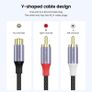 MOSWAG RCA Y Splitter Cable, 1 Female to 2 Male Audio Adapter, Nylon Braided Hi-Fi Splitter for Subwoofer, Home Theater, HDTV, Amplifier, Gaming Console Image 4