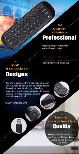 Smart Fly Air Mouse Dual Side Rechargeble Mini IR Remote Control..