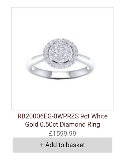 Authentic Adara 9ct White Gold 0.50ct Diamond Ring