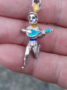 19th Century Italian Silver Jester Pendant Set