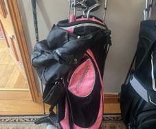 Prosimmon Pink Golf Bag Stand with Foot Joy Ladies Golf Shoes Size 39