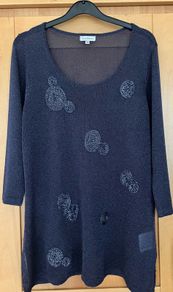 Ladies Navy&Silver Sheer Knit Jumper by Nina Murat