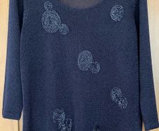 Ladies Navy&Silver Sheer Knit Jumper by Nina Murat
