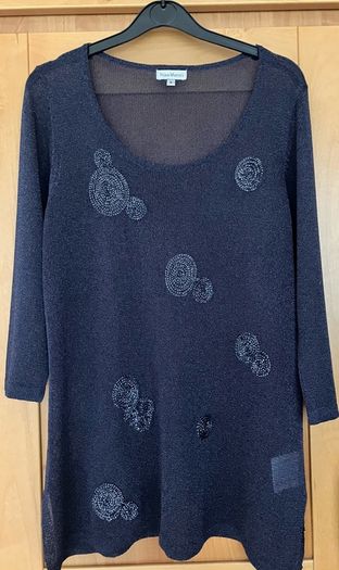Ladies Navy&Silver Sheer Knit Jumper by Nina Murat