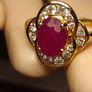 Gold Plated Sterling Silver Natural Ruby and Zircon Cluster Ring Image 3