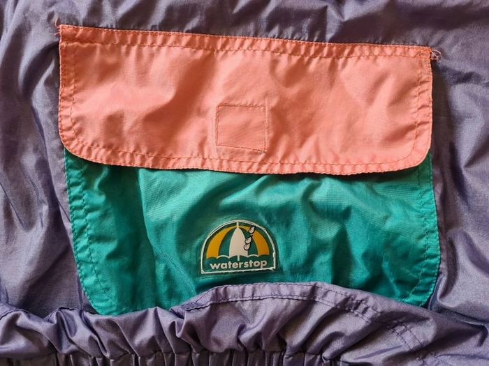 Vintage Retro shinny 80's 90's Rodeo C&A  jumper rainjacket waterproof  hoodie windbreaker colourfull size 44 XL Party