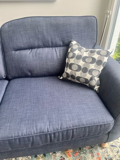 Navy Blue Three Seater Fabric Sofa