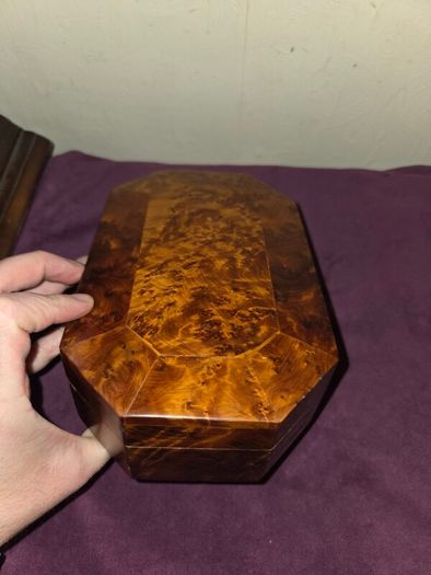 Vintage hand made Thuya Burl Wood Jewellery Box
