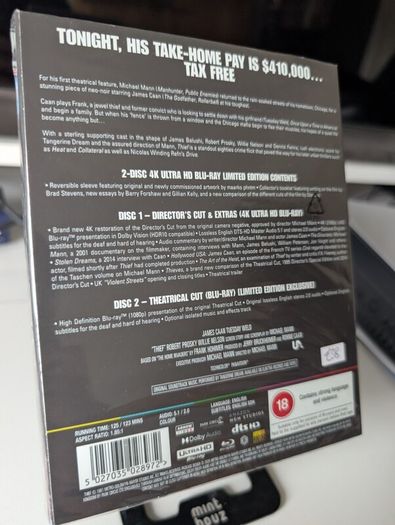 Thief 4K Blu Ray Arrow Limited Edition Sealed