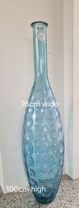Large hand made aqua blue vase.